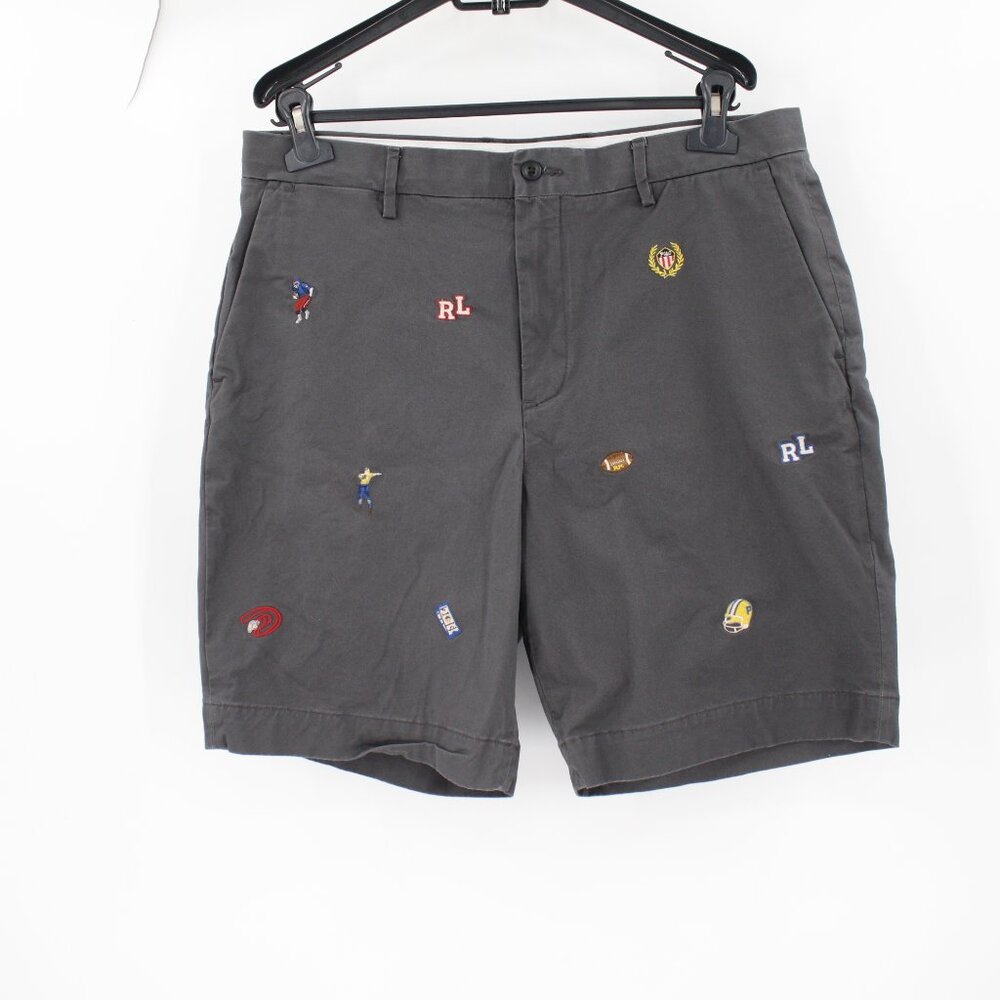 Polo Ralph Lauren Shorts mens 35 Stretch Classic Fit Polo Rugby Football Patches